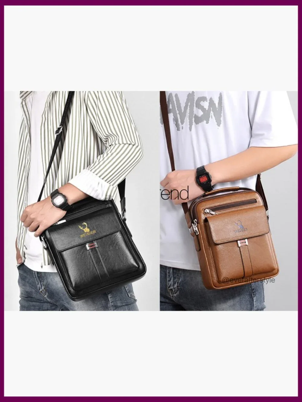 Vintage PU Leather Messenger Bag Crossbody Shoulder Purse Satchel Pouch